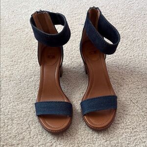 Frye Brown and Blue Ankle-Strap Sandals
